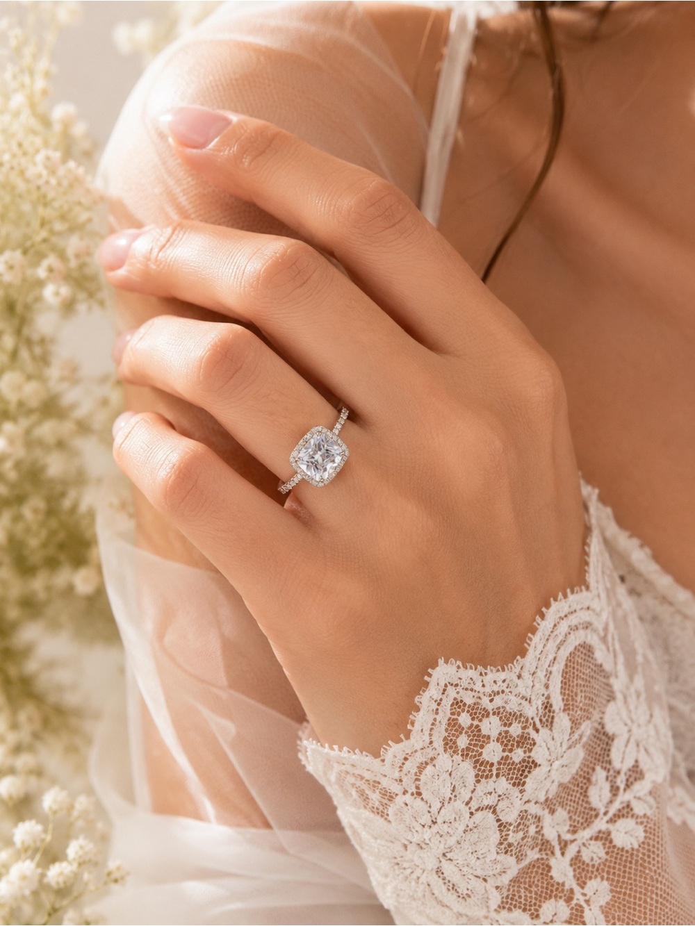 Cushion Cut Crystal Ring Bridal Glam Lia Sophia